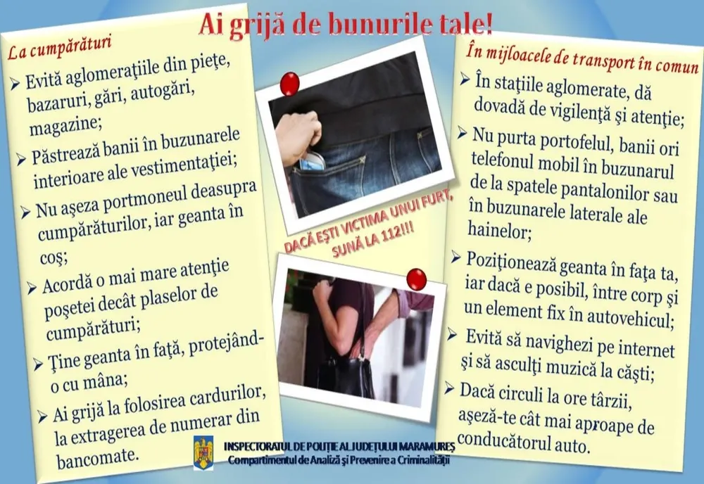 IPJ MARAMUREȘ: Bunurile tale sunt preţioase! Ia-ţi măsurile necesare pentru ca ceea ce îţi aparţine să nu ajungă în posesia altuia!
