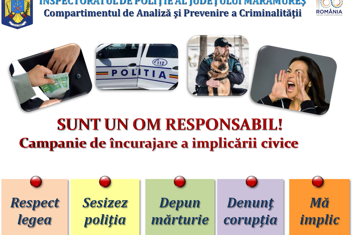 ”SUNT UN OM RESPONSABIL”- Campanie de încurajare a implicării civice demarată de I.P.J. Maramureş