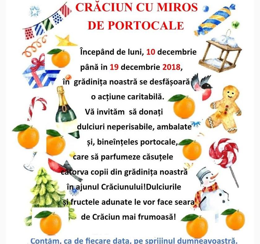 Proiect caritabil ” Crăciun cu miros de portocale”