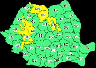 Cod galben de ninsori și viscol în Maramureș