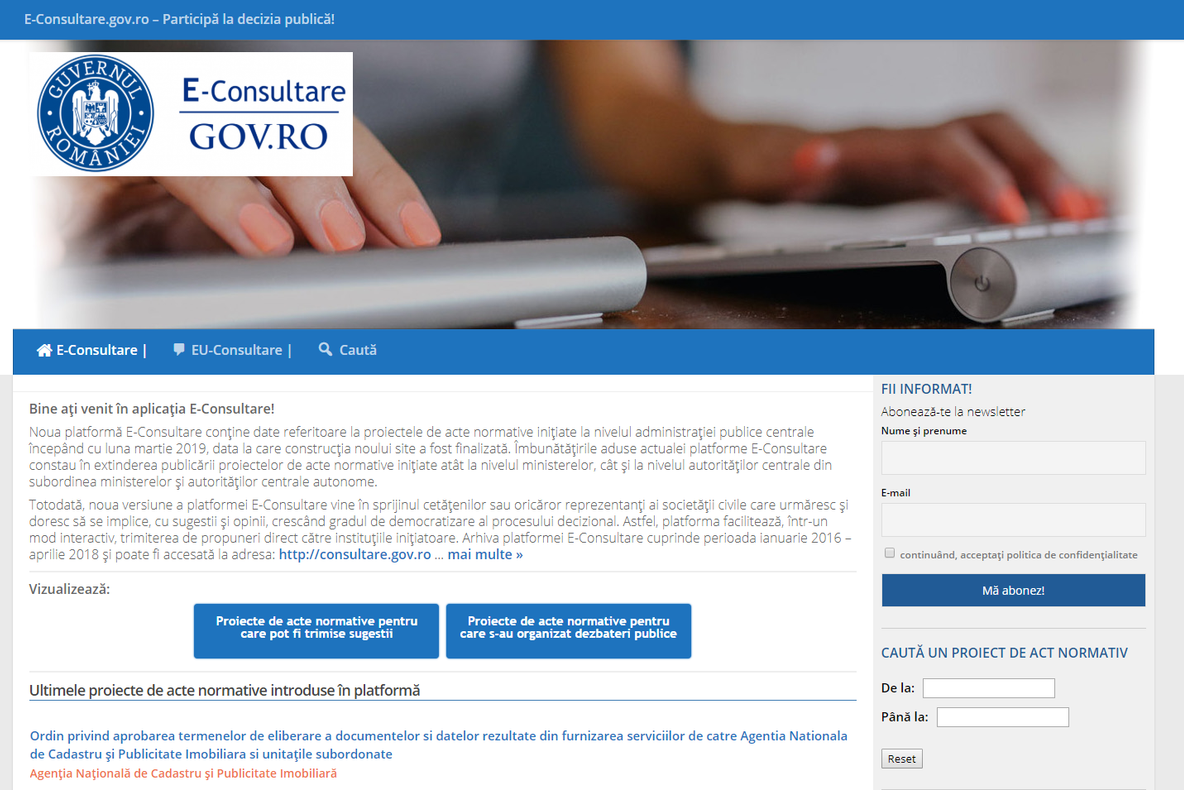 Noua platformă E-Consultare este funcțională