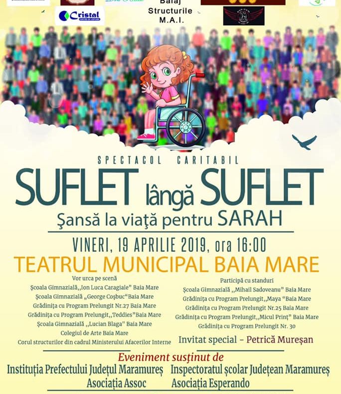 Concert caritabil ”SUFLET LÂNGĂ SUFLET - Șansă la viață pentru Sarah”