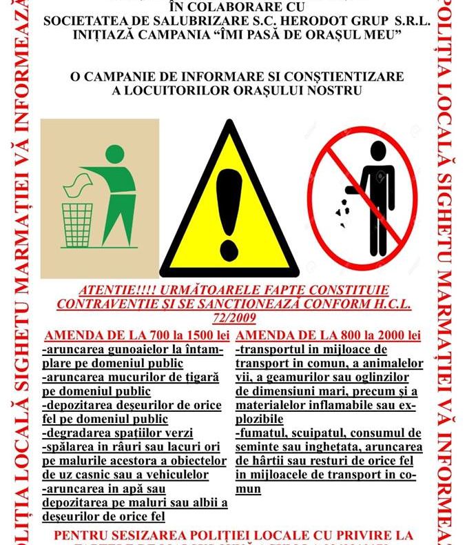 Sighetenii care aruncă deșeuri pe spațiul public vor fi sancționați