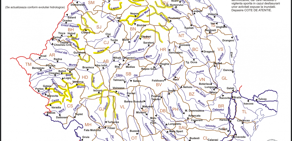 Cod galben de inundaţii pe râurile din judeţul Maramureş