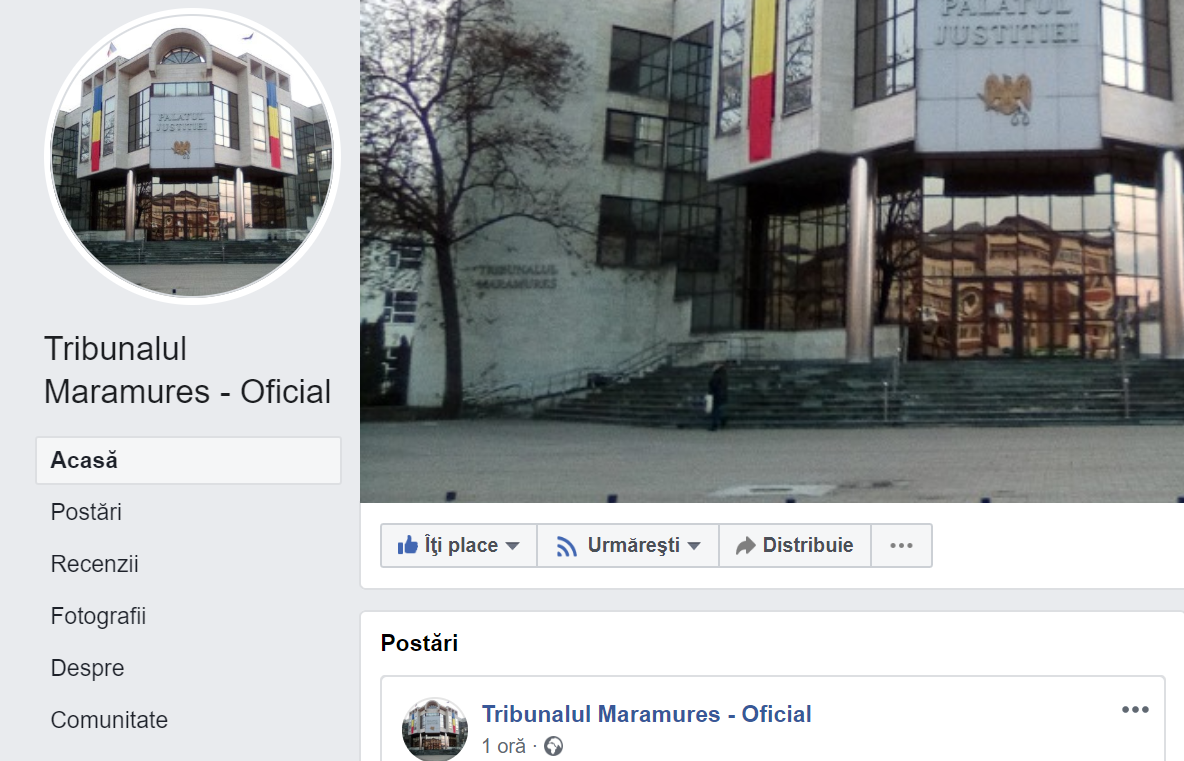 Tribunalul Maramureș are, de ieri, pagină de Facebook