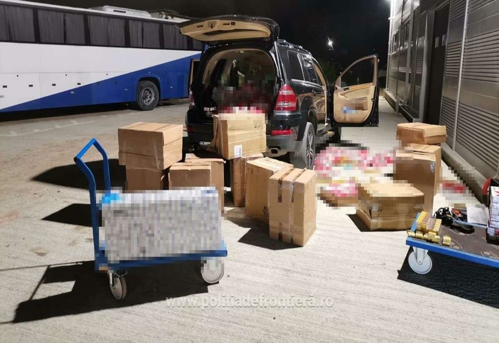 Focuri de armă pentru oprirea în trafic a două autoturisme încărcate cu ţigări de contrabandă (VIDEO)