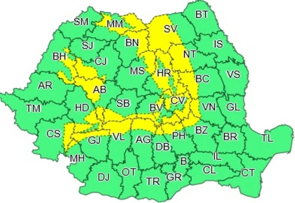 Atenționare COD GALBEN de vânt puternic până la ora 20.00