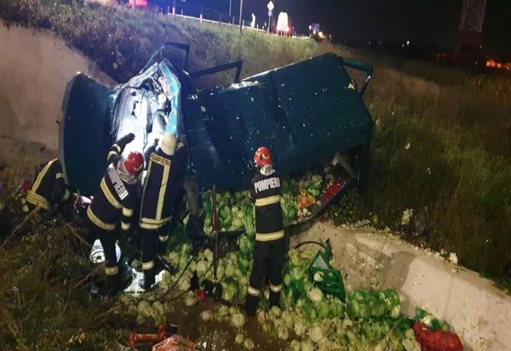 Maramureșean răsturnat cu mașina pe DN 1H, în Satu Mare