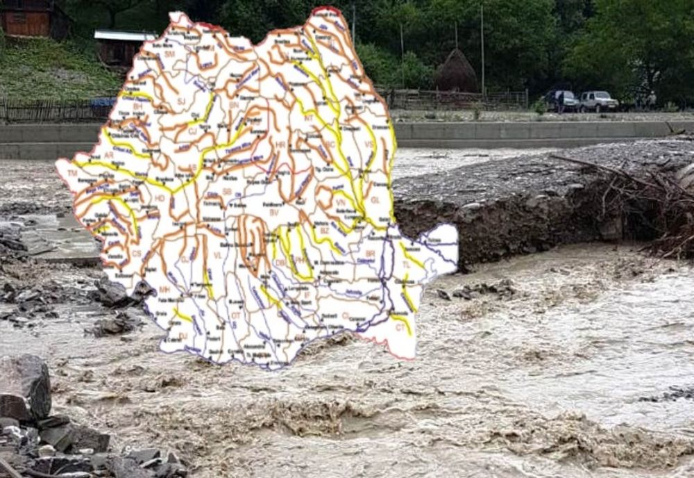 ALERTĂ HIDROLOGICĂ! COD PORTOCALIU ȘI COD GALBEN PE MAI MULTE RÂURI DIN SUDUL ȘI SUD-ESTUL ȚĂRII