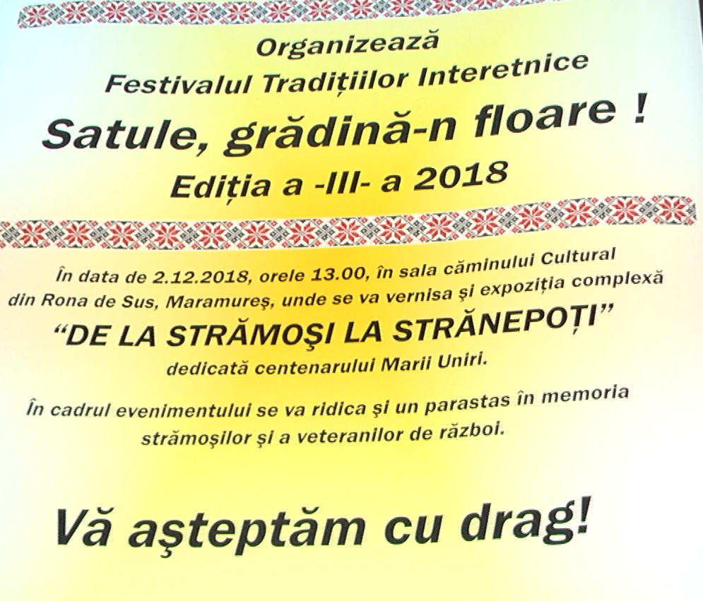 FESTIVALUL DE TRADIȚII STRĂMOȘEȘTI INTERETNICE LA RONA DE SUS