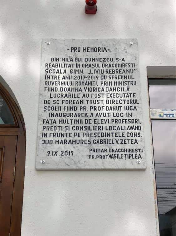 ȘCOALĂ RENOVATĂ DIN MILA LUI DUMNEZEU ȘI CU SPRIJINUL VIORICĂI DĂNCILĂ