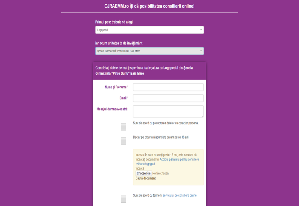 MARAMUREȘ: Servicii de consiliere psihopedagogică și servicii de logopedie, online