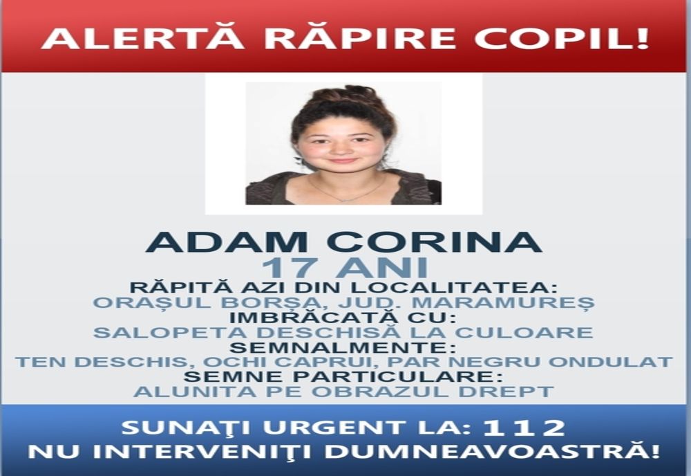ALERTĂ: O tânără de 17 ani din Borșa a fost răpită