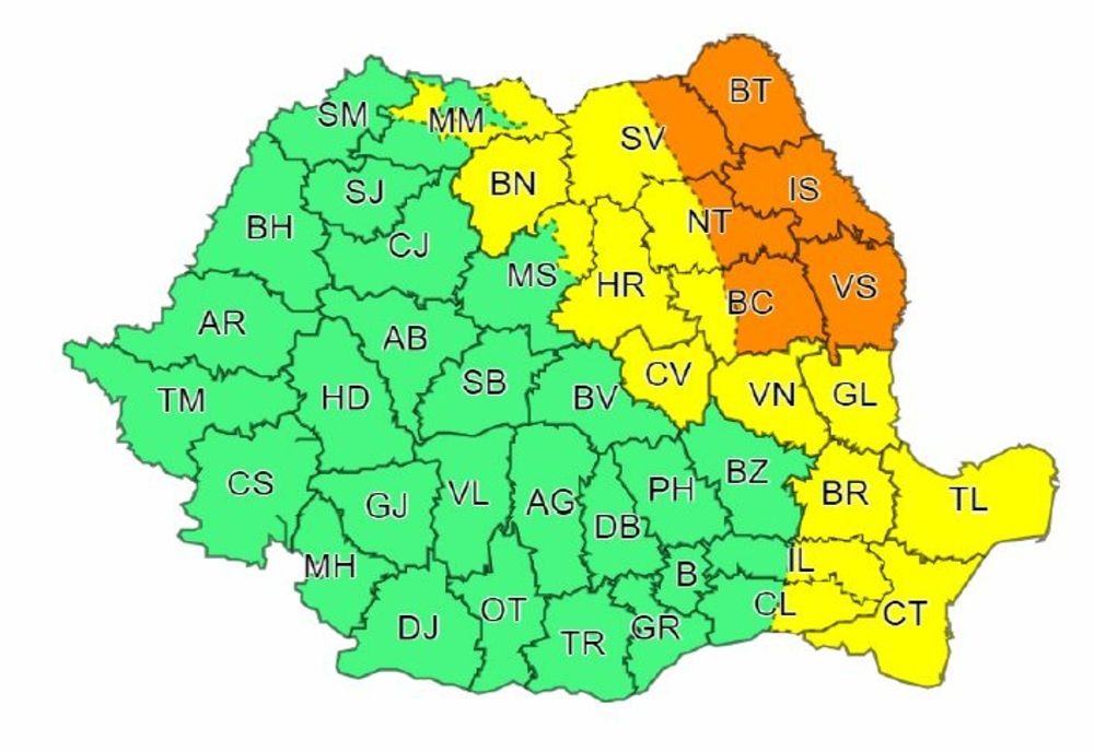 Prognoza meteo: Cod portocaliu de ninsori abundente şi viscol în şase judeţe