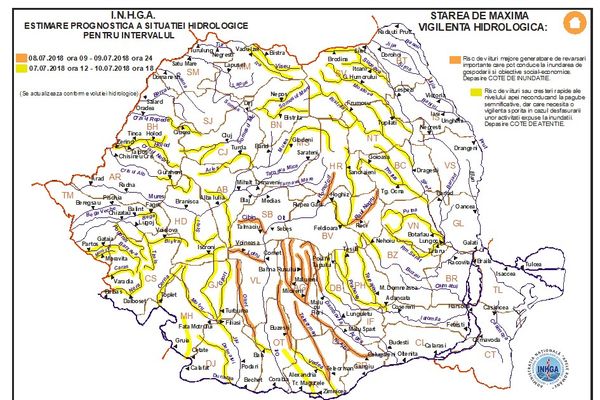 Cod portocaliu în Maramureş valabil azi de la ora 18.00