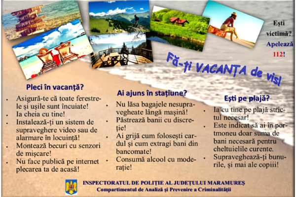 IPJ Maramureș: Recomandări pentru o vacanță fără incidente