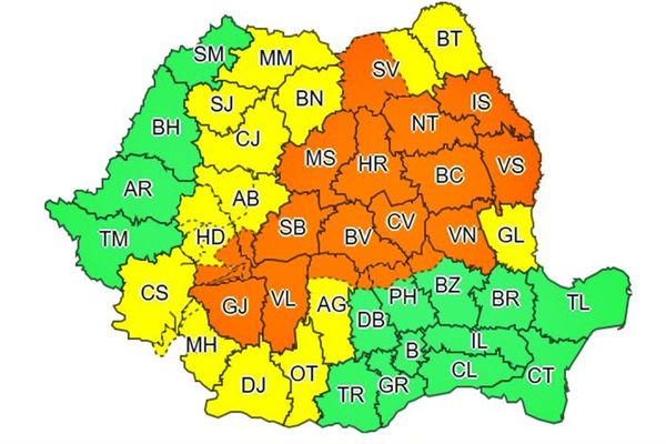 COD GALBEN de furtuni pentru mai multe județe din țară