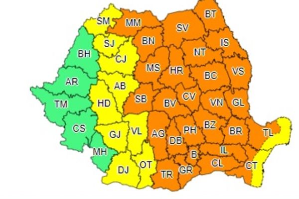 Cod portocaliu de furtuni și grindină. Alerta de VREME EXTREMĂ, actualizată