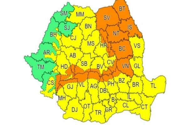 COD portocaliu și cod galben de vreme severă în România