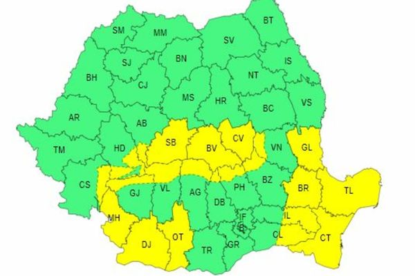 COD GALBEN de ninsori și vânt puternic