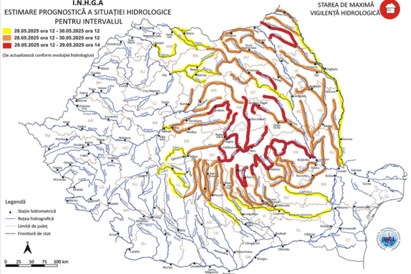 COD ROȘU DE INUNDAȚII ÎN MAI MULTE ZONE DIN ȚARĂ 